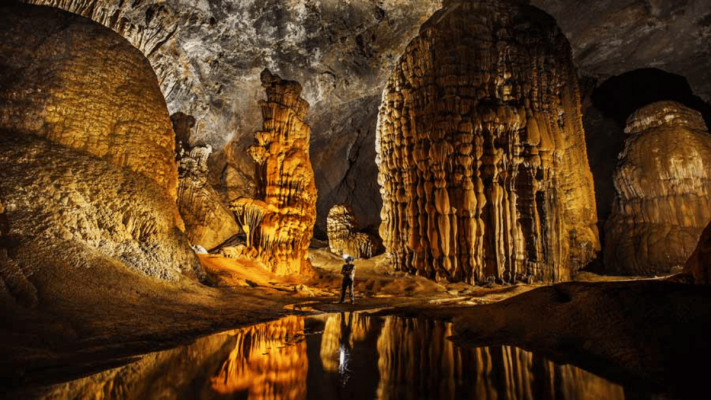 Beautiful stalactites and stalagmites at Son Doong Cave