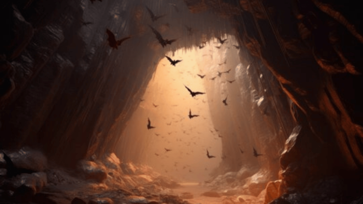bats in dark cave